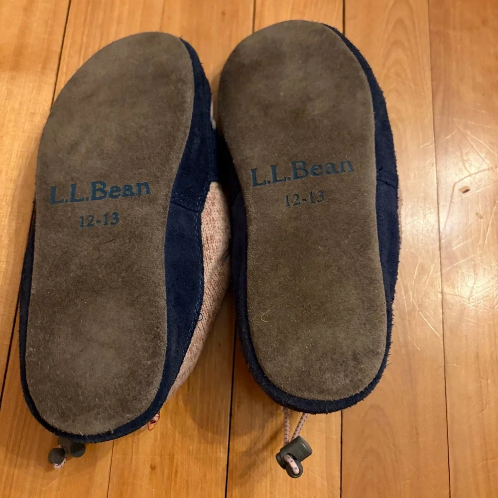 Kids L.L.Bean Slippers Size 12-13 Dog Applique Cozy Indoor Shoes‎